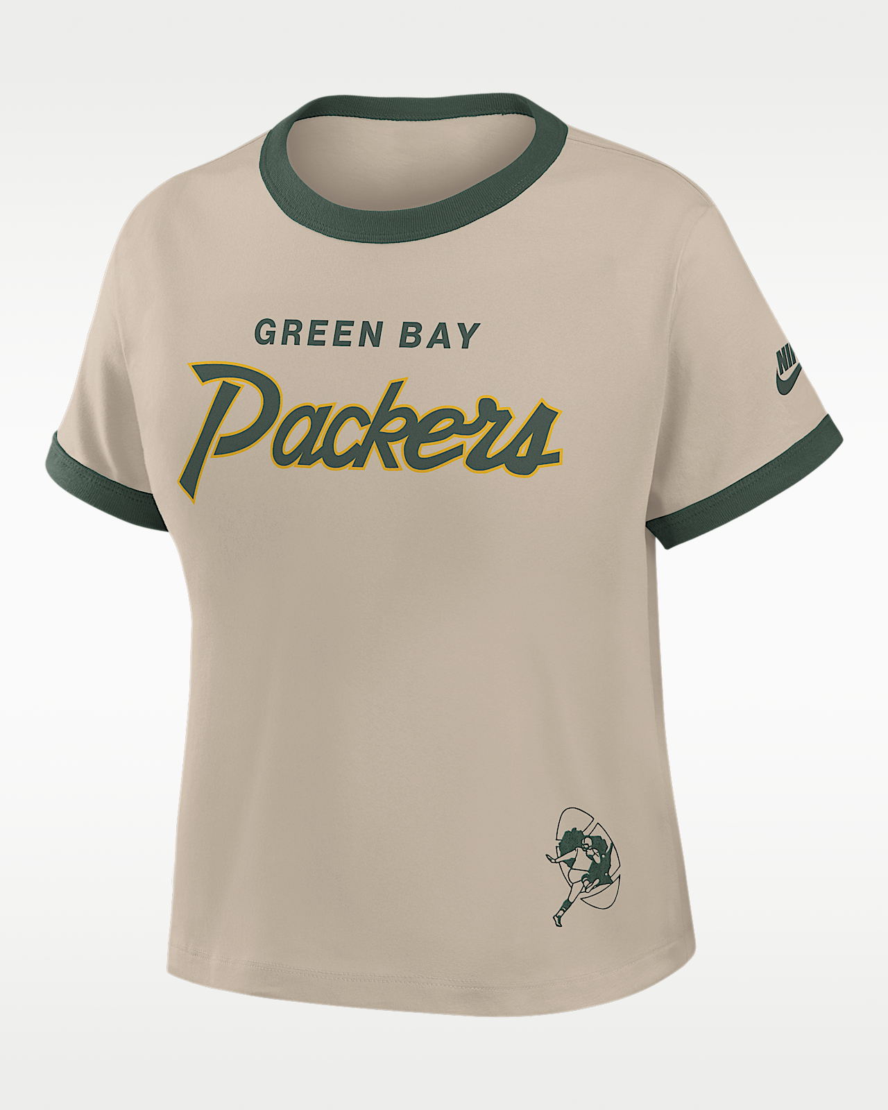 Женская футболка Green Bay Packers Rewind Ringer Mod Nike NFL Cropped