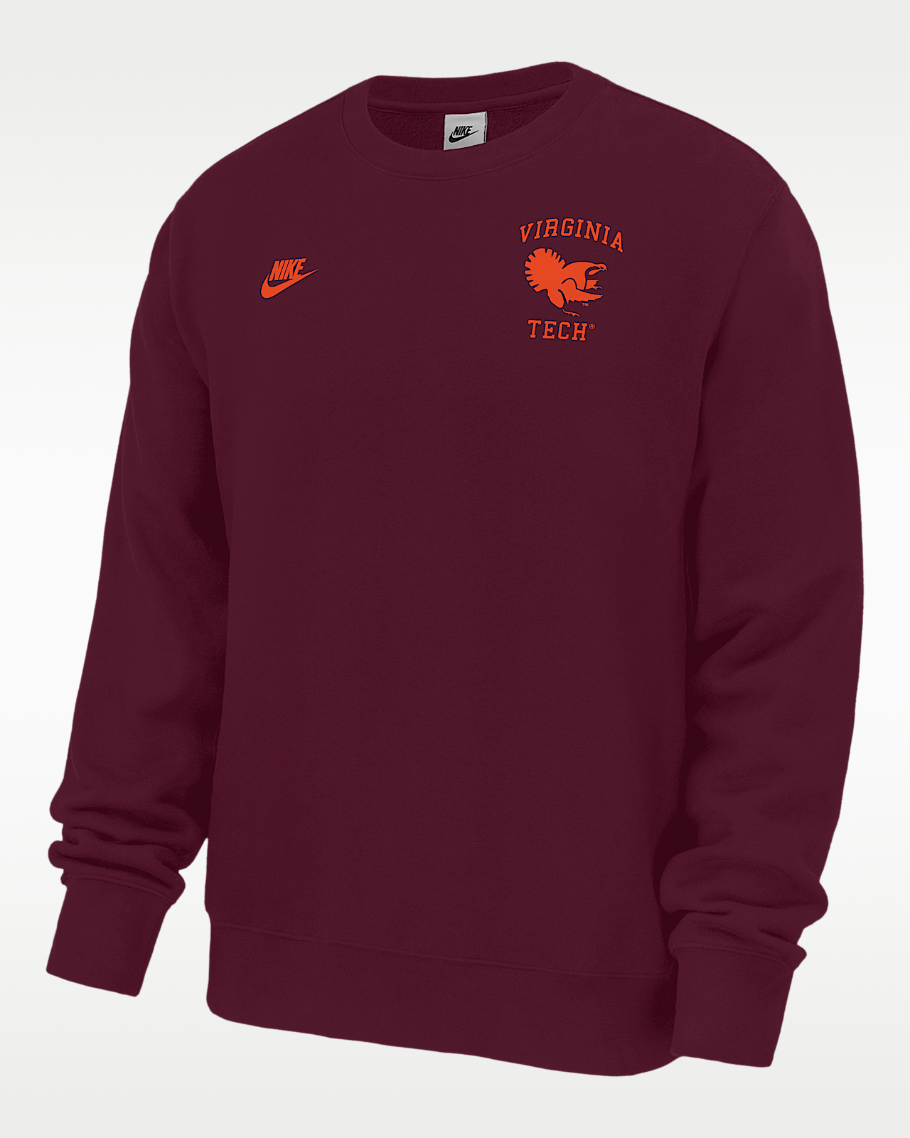Мужской свитшот Virginia Tech Hokies Club Nike Football Fleece Crew-Neck для футбола