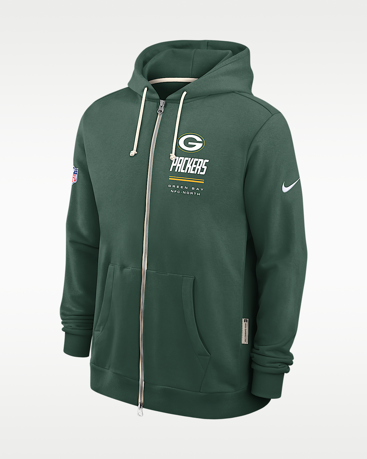 Мужское худи Green Bay Packers Sideline Standard Issue Nike Dri-FIT NFL Full-Zip Hoodie