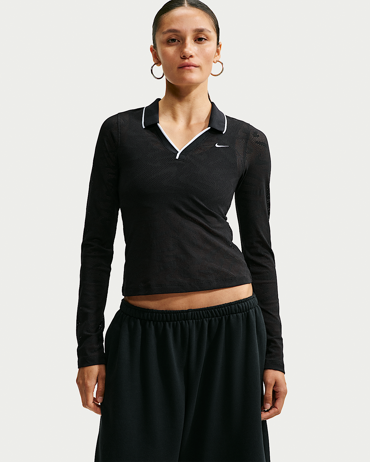 Женские тайтсы Nike Sportswear Chill Knit Tight Mod-Cropped Long-Sleeve Lace Top