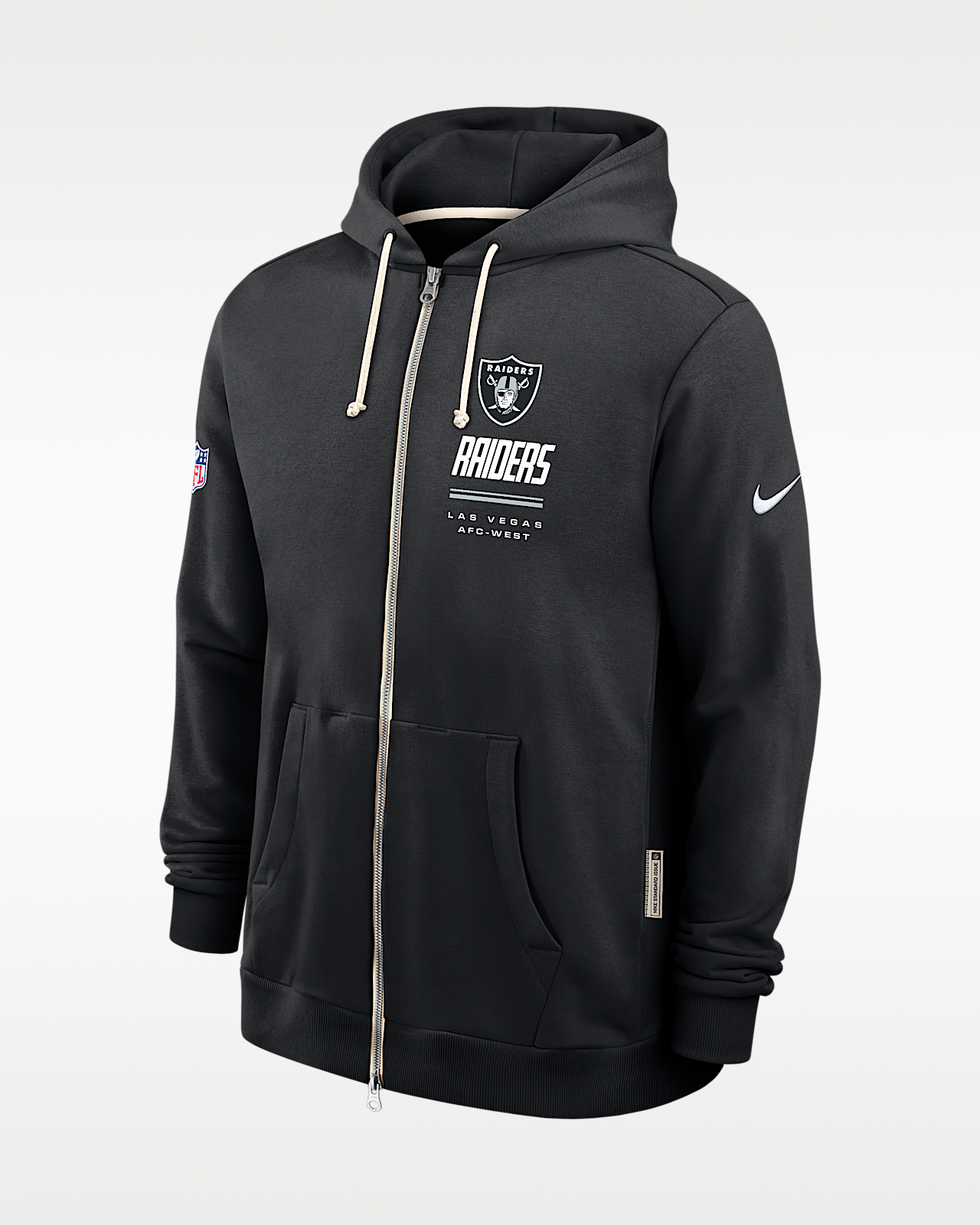 Мужское худи Las Vegas Raiders Sideline Standard Issue Nike Dri-FIT NFL Full-Zip Hoodie