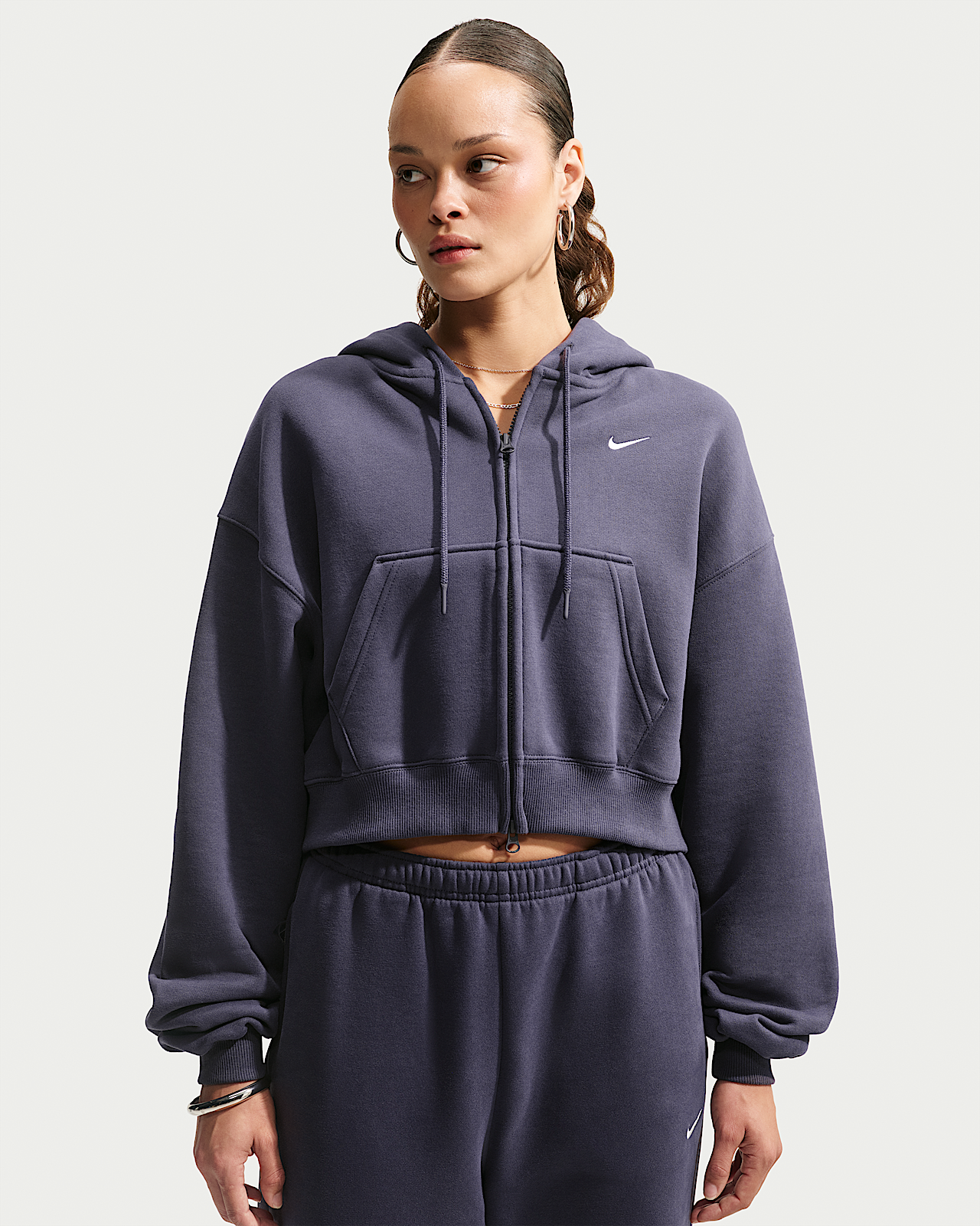 Женское худи Nike Studio Fleece Medium Weight Oversized Full-Zip Cropped Hoodie