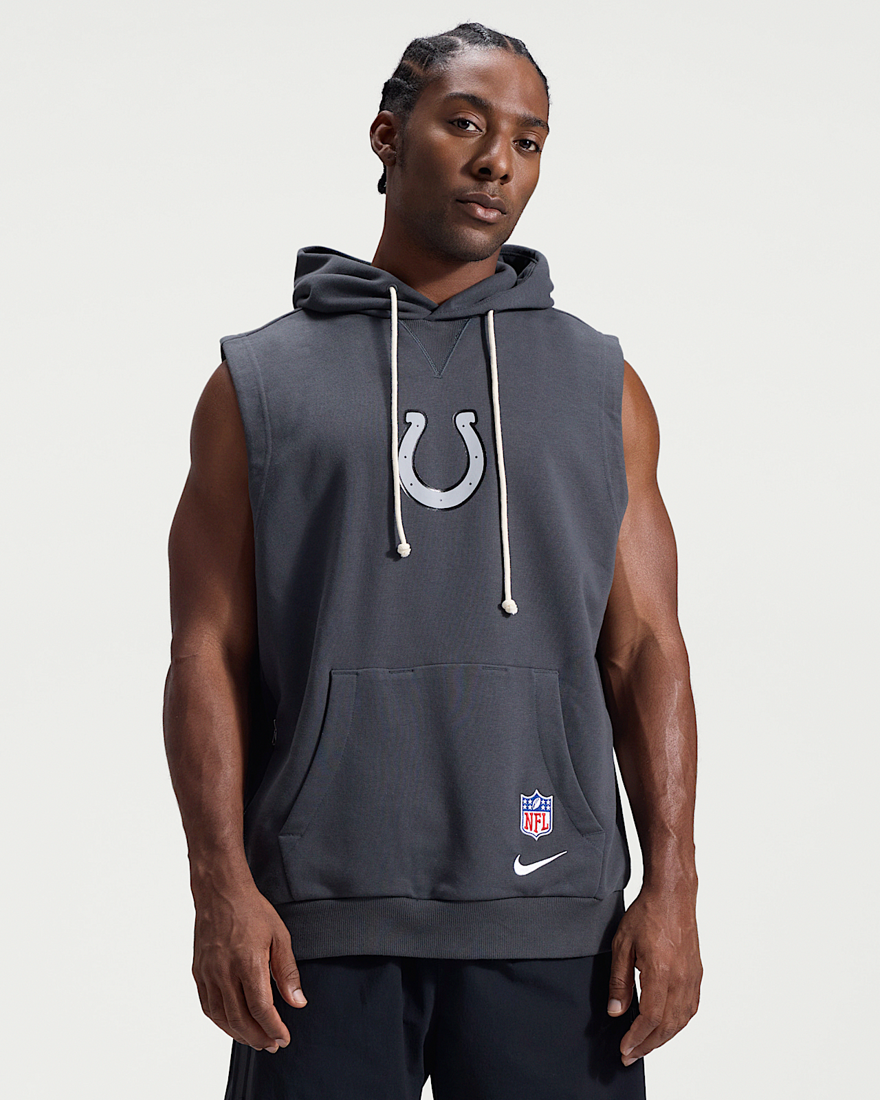 Мужское худи Indianapolis Colts Rivalries Collection Sideline Nike Dri-FIT NFL Sleeveless Pullover Hoodie
