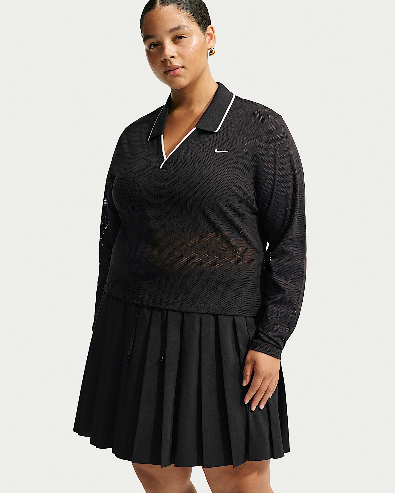 Женские тайтсы Nike Sportswear Chill Lace Tight Mod-Cropped Long-Sleeve Top (Plus Size)