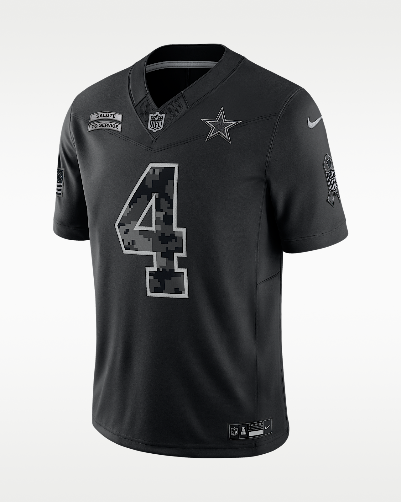 Мужские джерси Dak Prescott Dallas Cowboys Salute to Service Nike Dri-FIT NFL Limited Jersey