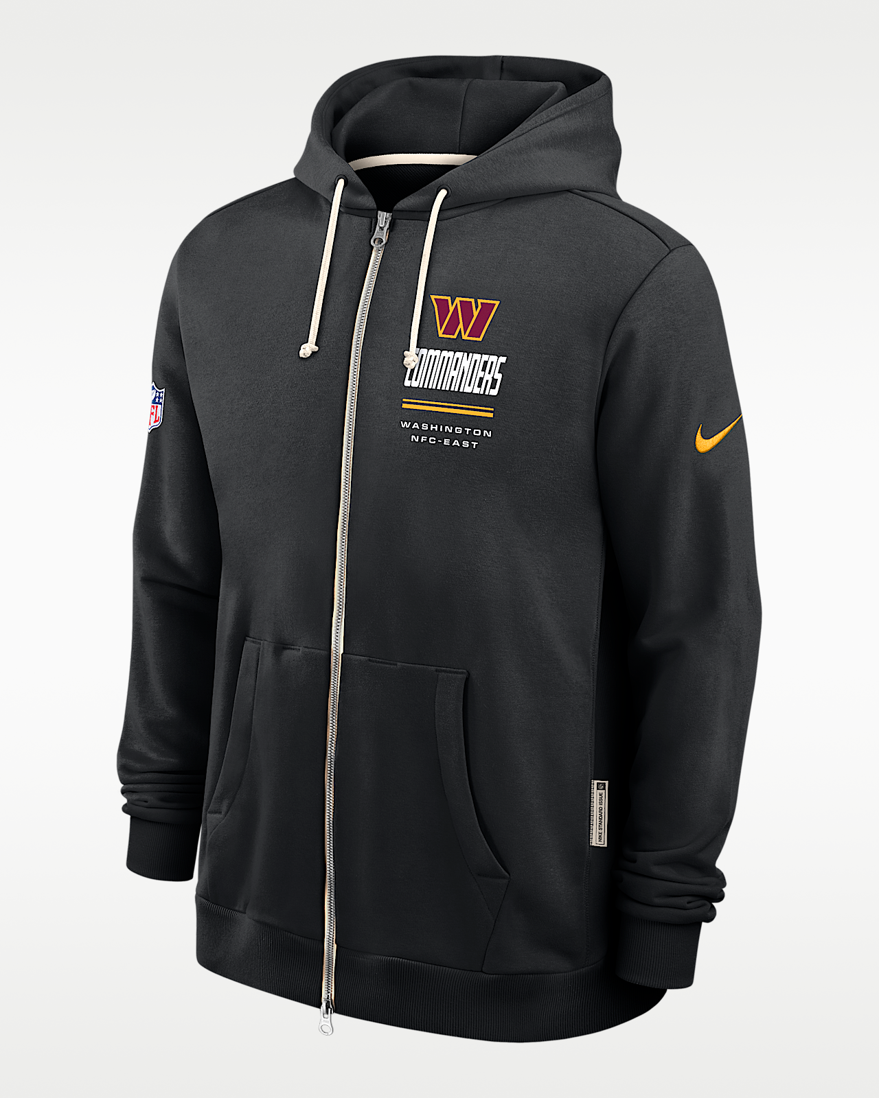 Мужское худи Washington Commanders Sideline Standard Issue Nike Dri-FIT NFL Full-Zip Hoodie