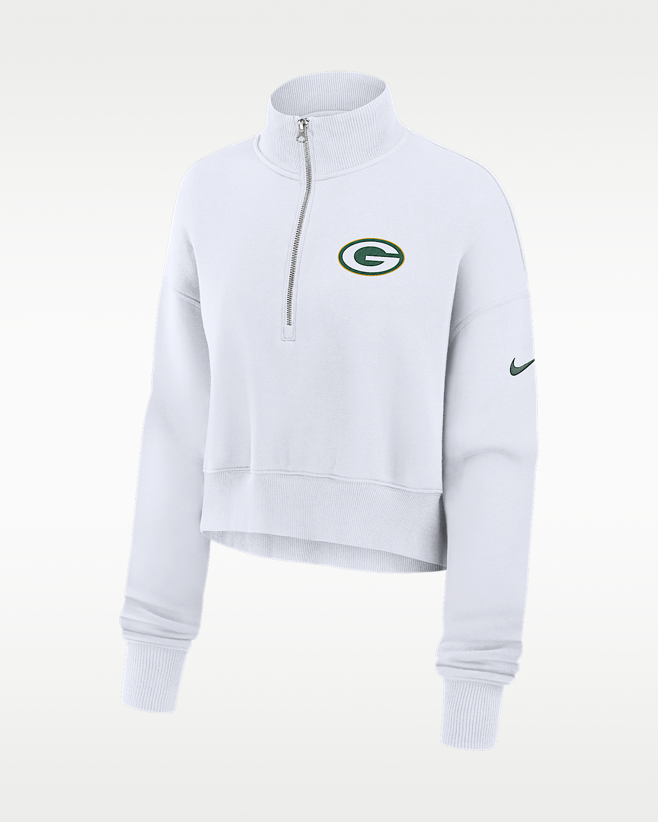 Женские  Green Bay Packers Primetime Phoenix Nike NFL Oversized Cropped 1/4-Zip Crew