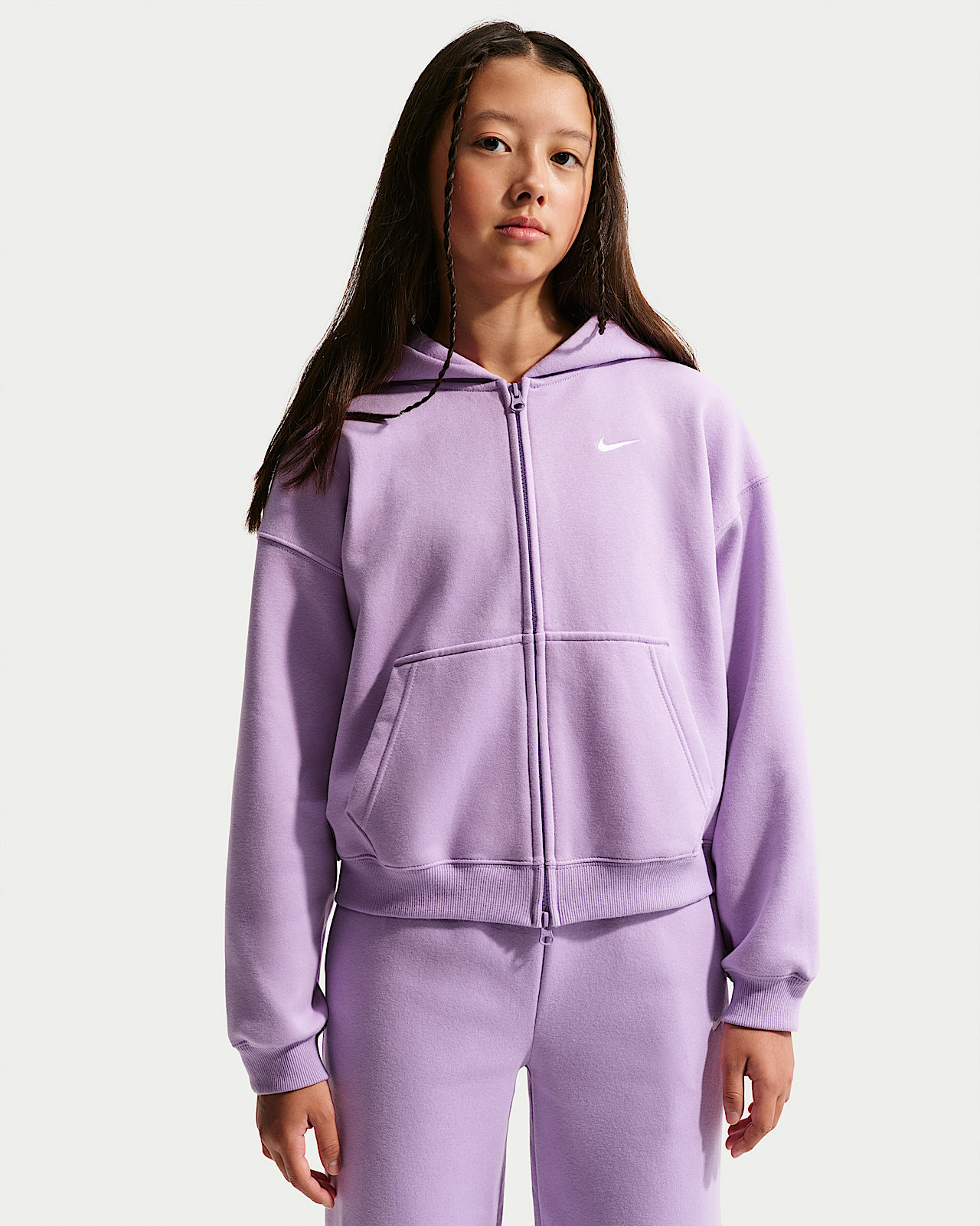 Детское худи Nike Sportswear Studio Fleece Big Kids' (Girls') Oversized Full-Zip Hoodie