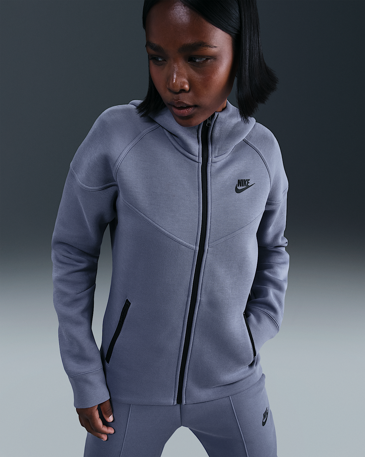 Женское худи Nike Sportswear Tech Fleece Windrunner Full-Zip Hoodie для бега