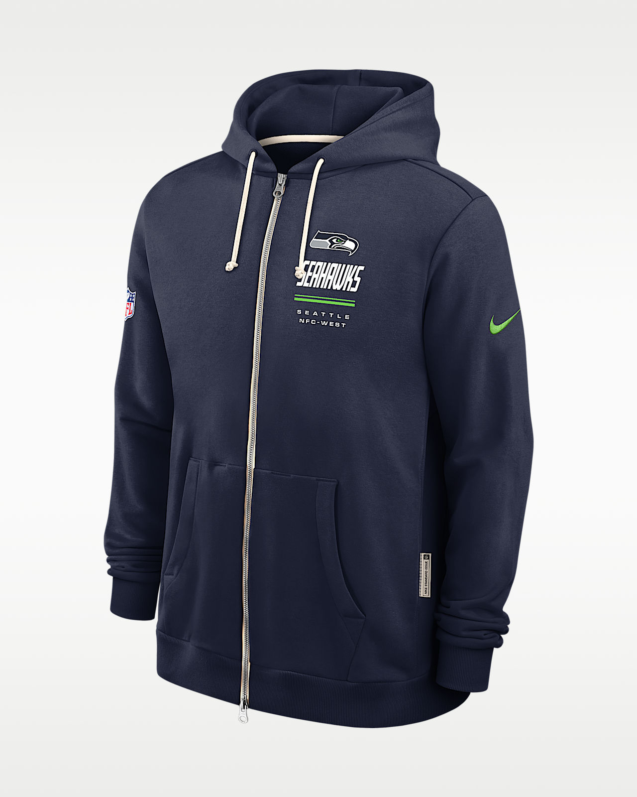 Мужское худи Seattle Seahawks Sideline Standard Issue Nike Dri-FIT NFL Full-Zip Hoodie