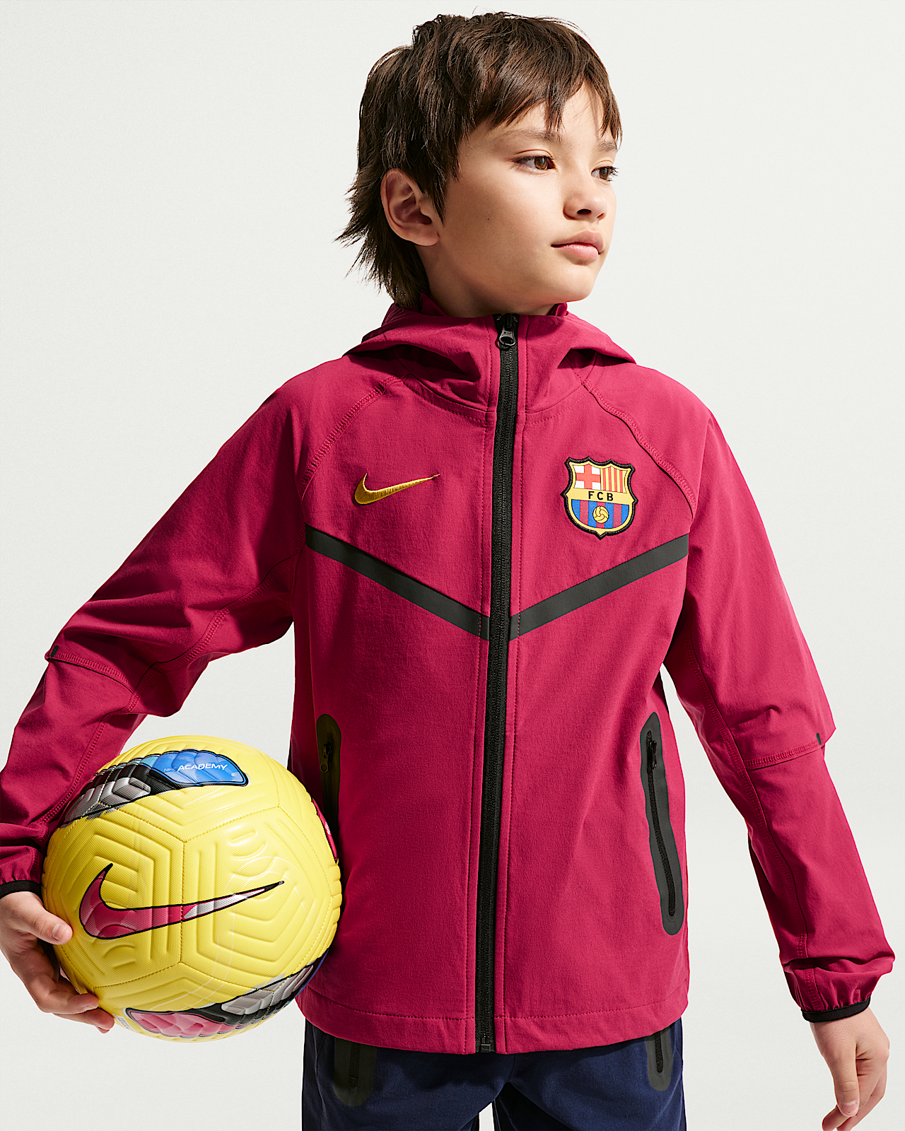 Женская куртка FC Barcelona Tech Big Kids' (Boys') Nike Soccer Full-Zip