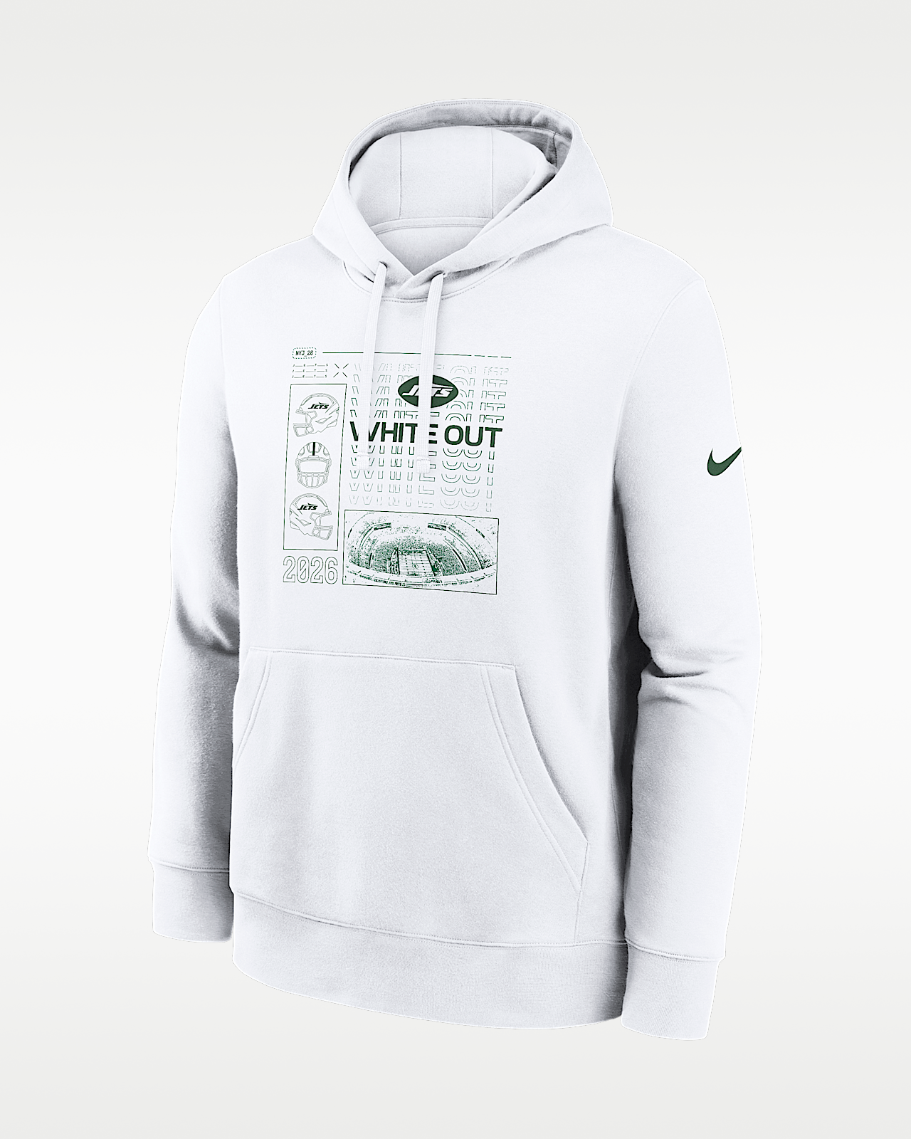 Мужское худи New York Jets White Out Nike NFL Pullover Hoodie
