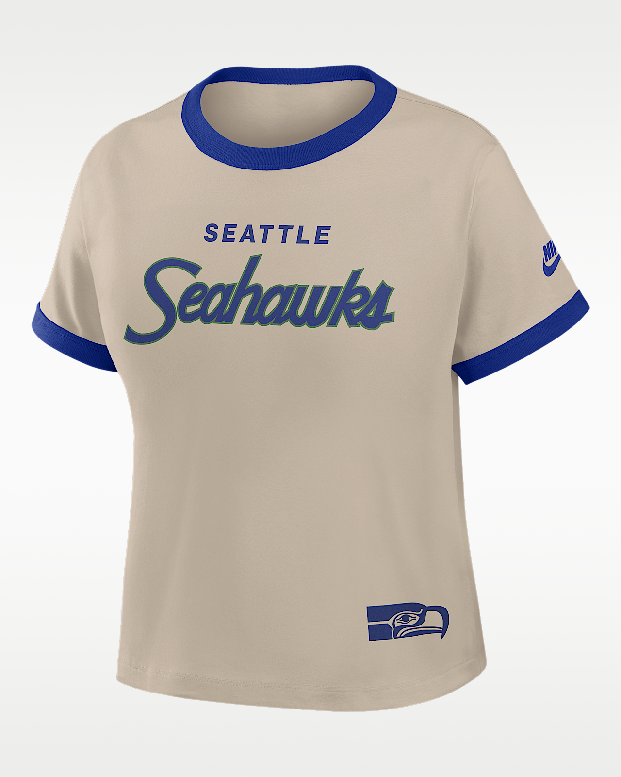 Женская футболка Seattle Seahawks Rewind Ringer Mod Nike NFL Cropped