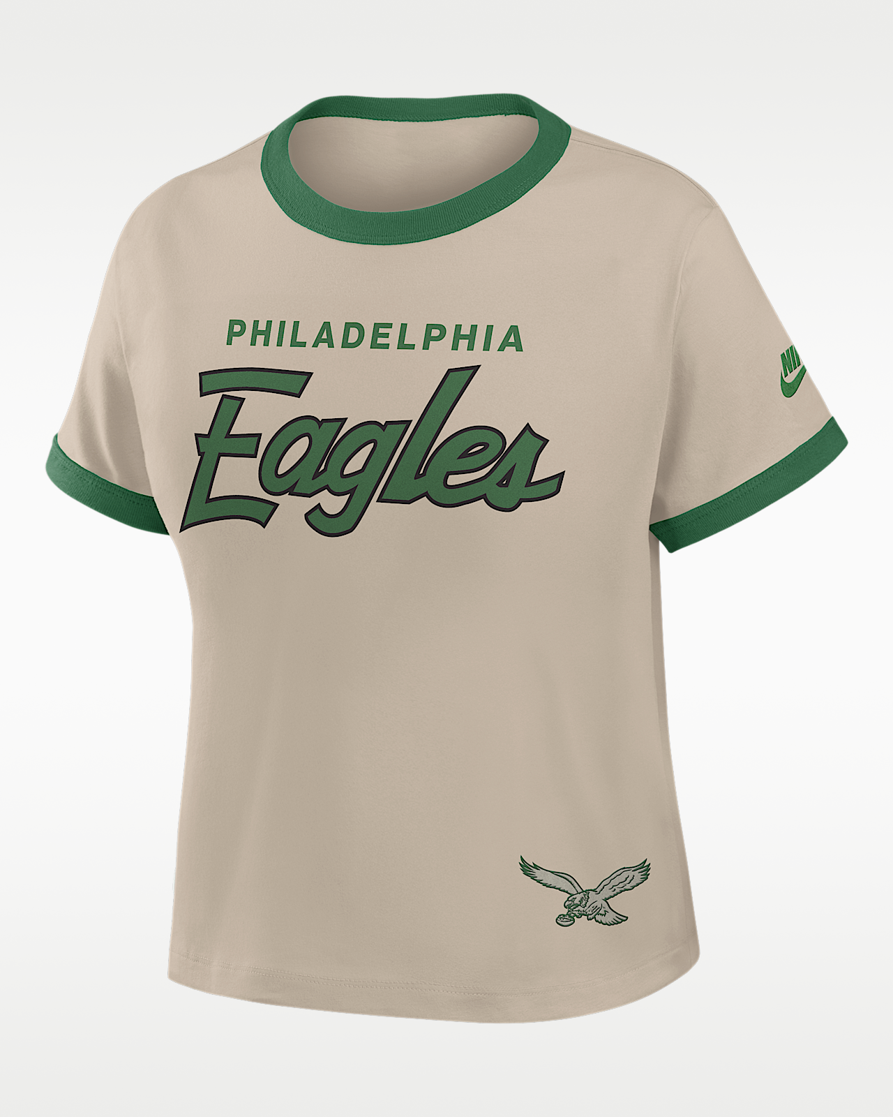 Женская футболка Philadelphia Eagles Rewind Ringer Mod Nike NFL Cropped