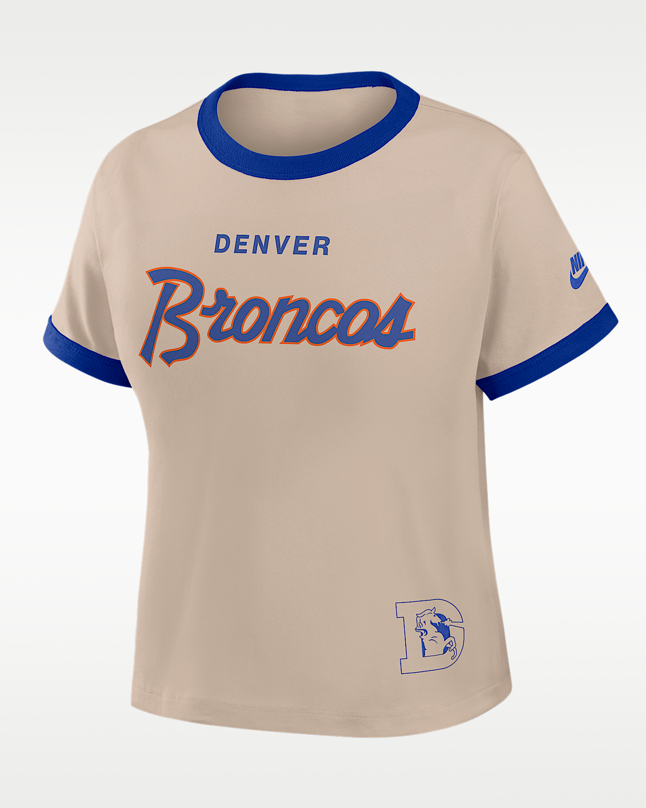 Женская футболка Denver Broncos Rewind Ringer Mod Nike NFL Cropped