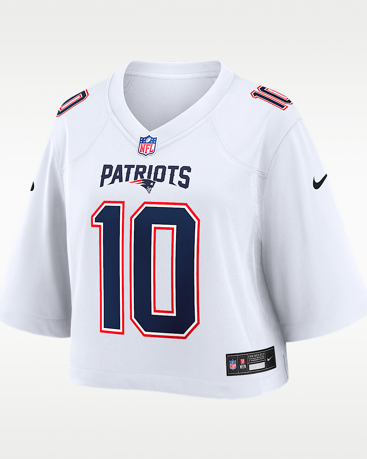 Женские джерси Drake Maye New England Patriots Nike NFL Cropped Tundra Game Jersey
