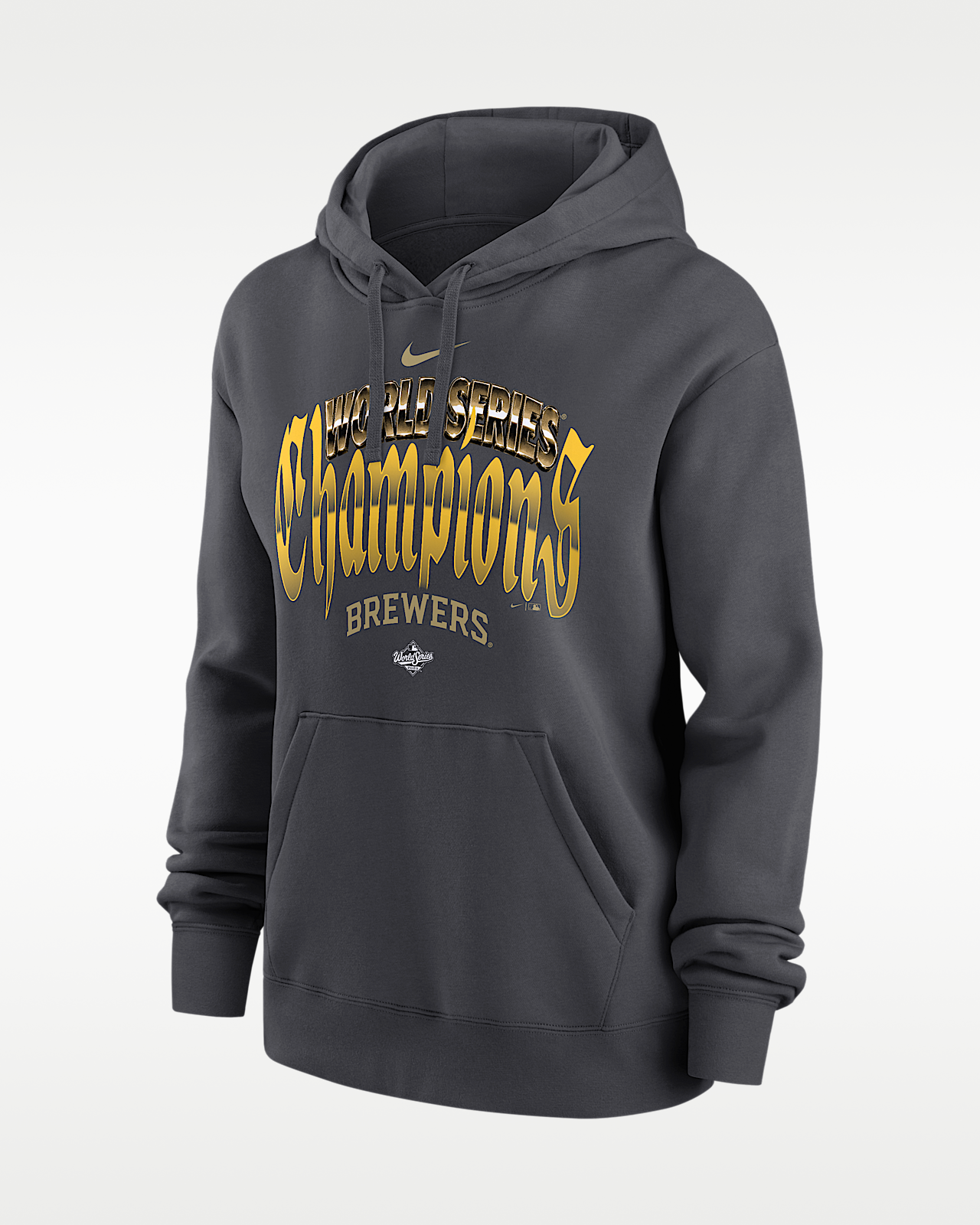Женское худи Milwaukee Brewers 2026 World Series Champions Logo Home Plate Nike MLB Pullover Hoodie