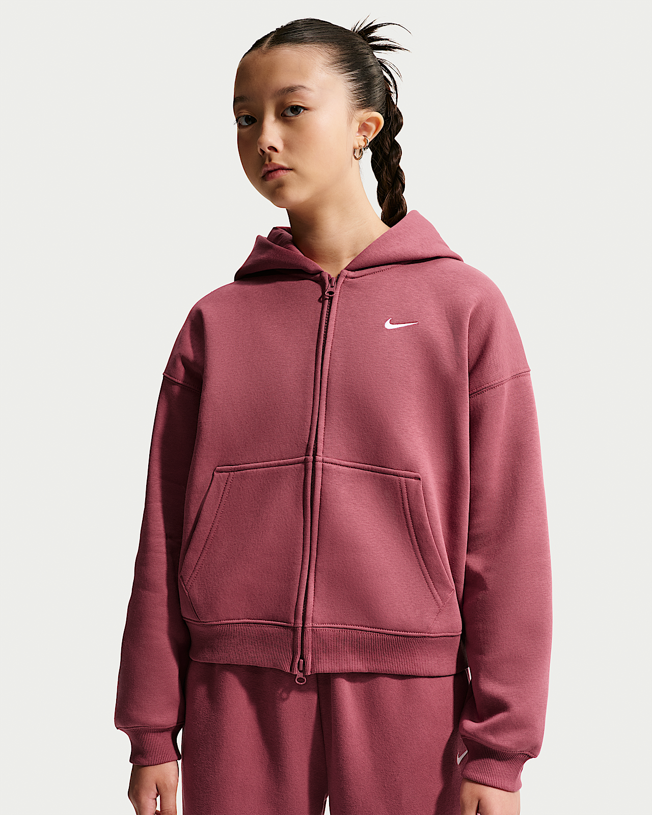 Детское худи Nike Sportswear Studio Fleece Big Kids' (Girls') Oversized Full-Zip Hoodie