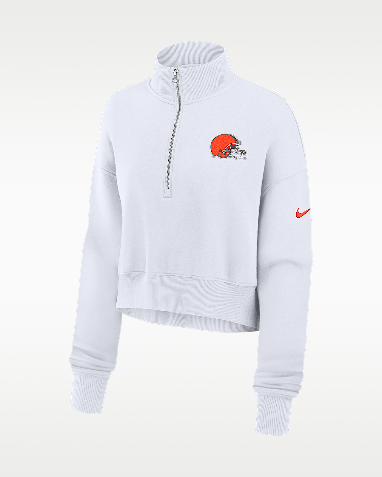 Женские  Cleveland Browns Primetime Phoenix Nike NFL Oversized Cropped 1/4-Zip Crew