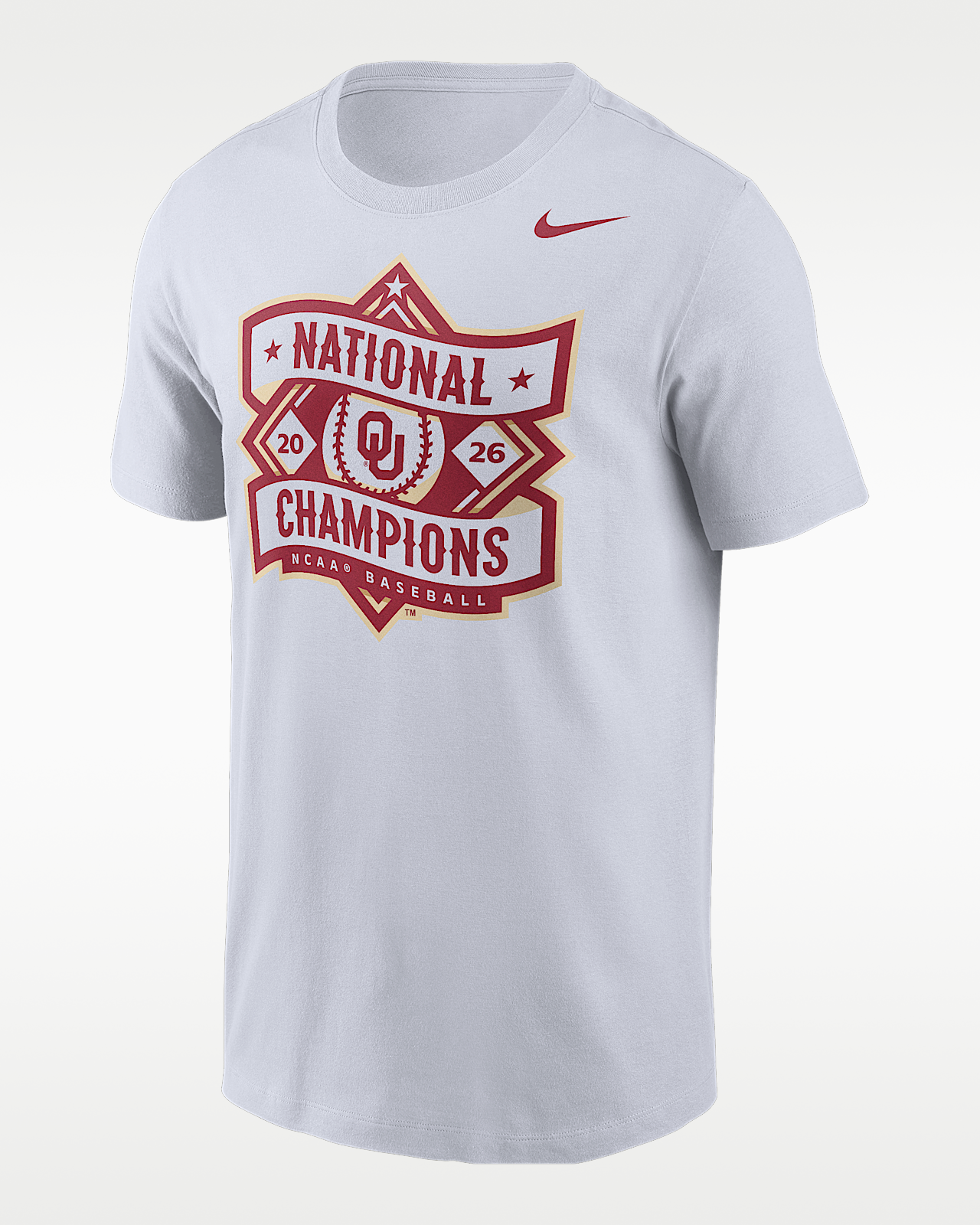 Мужская футболка Oklahoma 2026 NCAA Baseball College World Series National Champions Official Logo Nike College