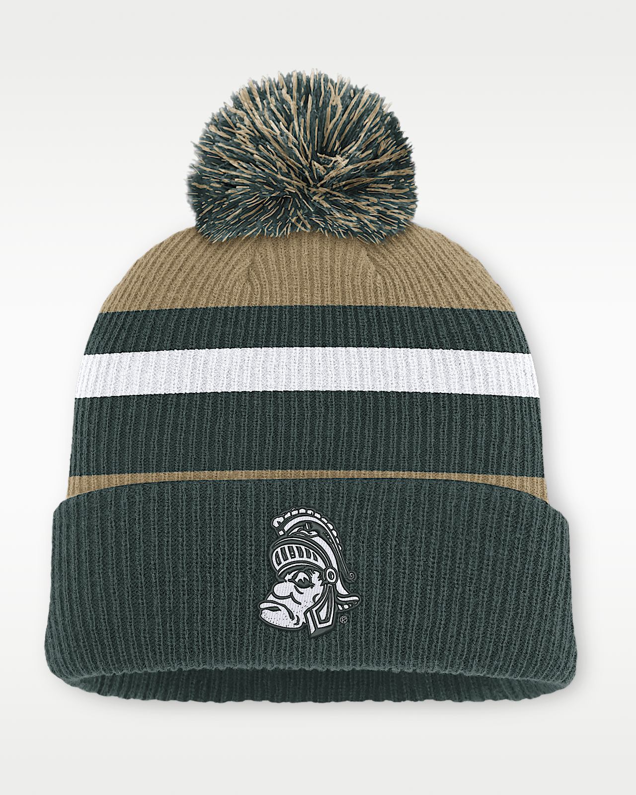 Женские  Michigan State Legacy Striped Nike College Cuffed Pom Beanie