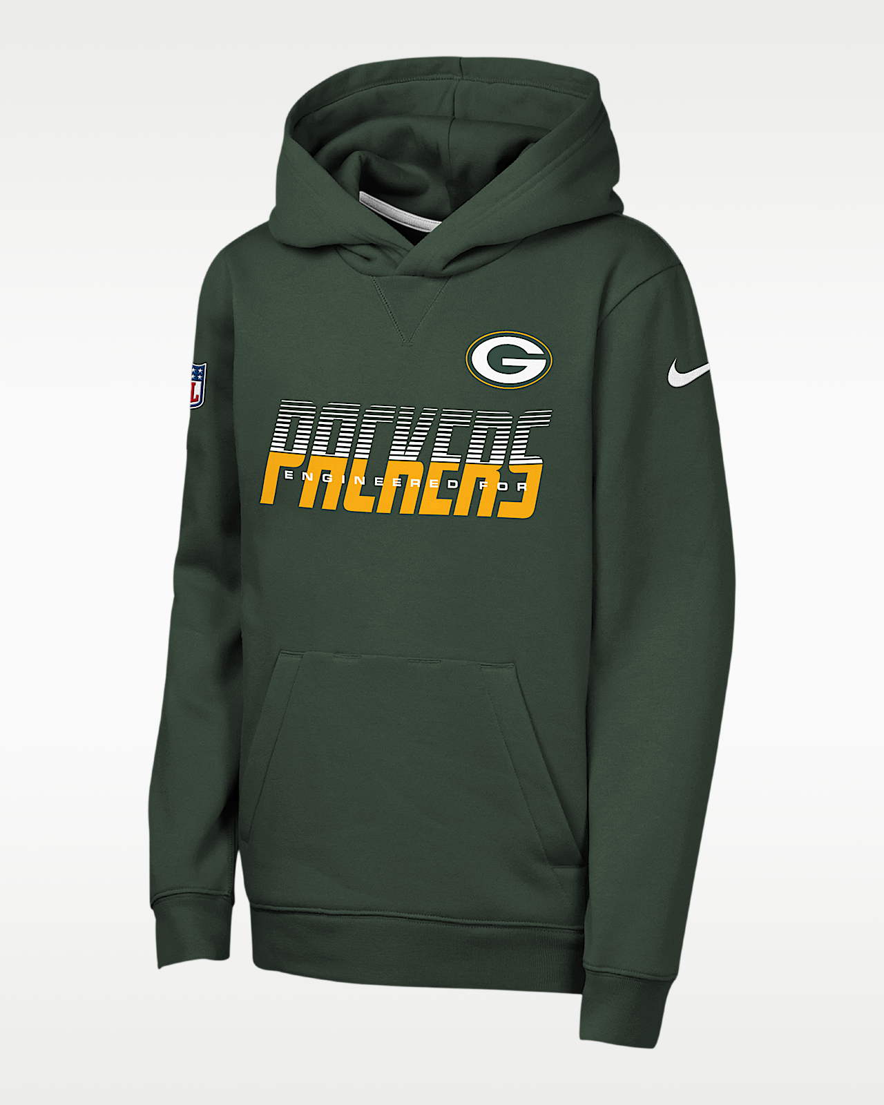 Детское худи Green Bay Packers Sideline Big Kids' Nike Dri-FIT NFL Pullover Hoodie