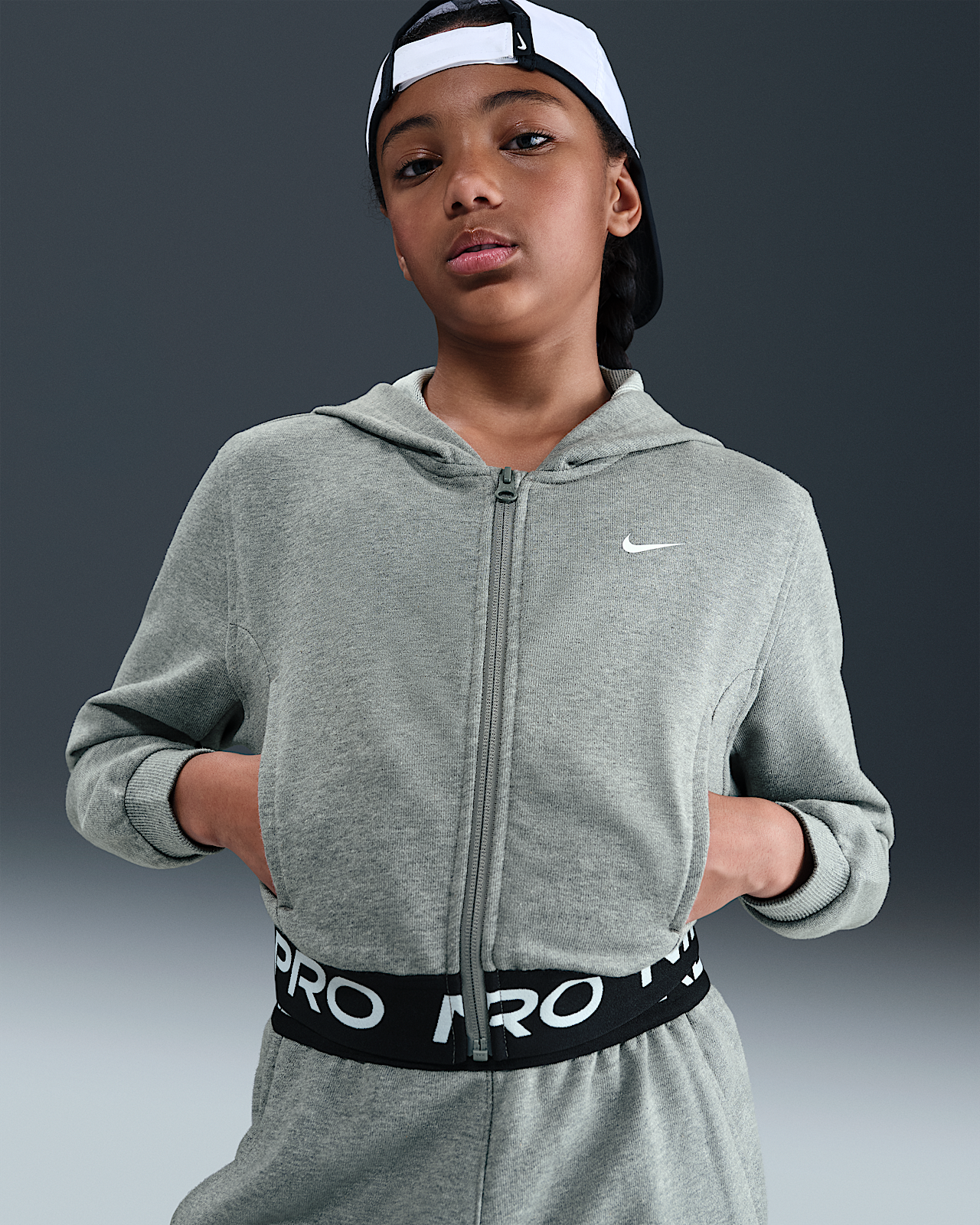 Детское худи Nike Pro Fleece Big Kids' (Girls') Dri-FIT Full-Zip Hoodie