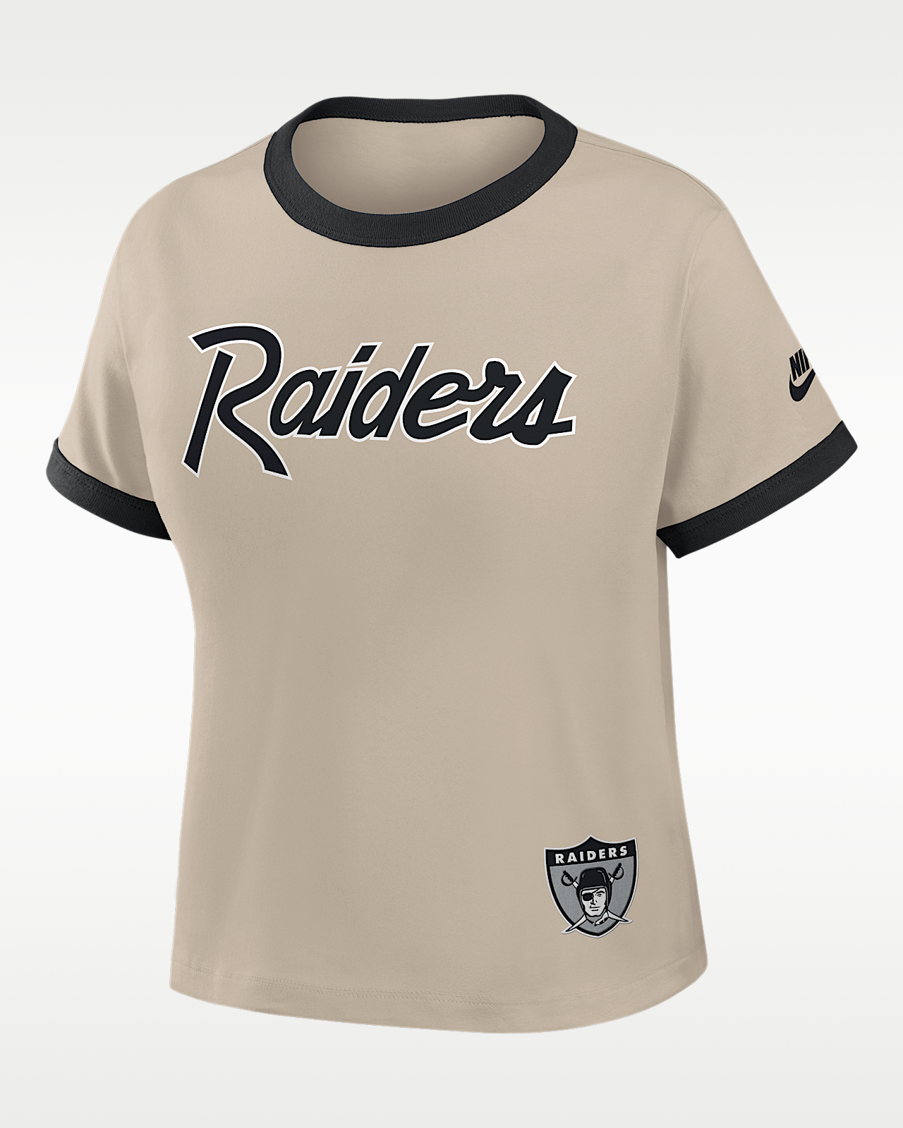 Женская футболка Las Vegas Raiders Rewind Ringer Mod Nike NFL Cropped