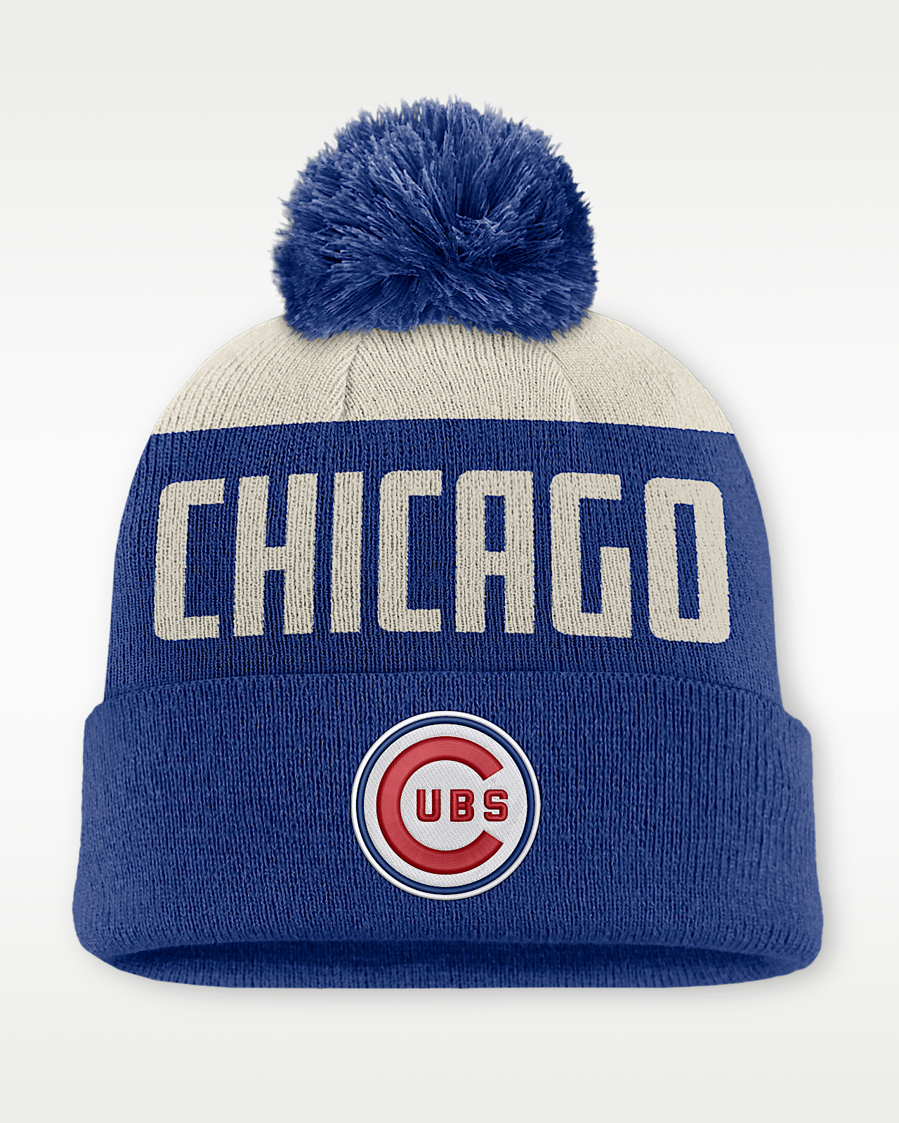 Мужские  Chicago Cubs Cooperstown Peak Nike MLB Cuffed Pom Beanie