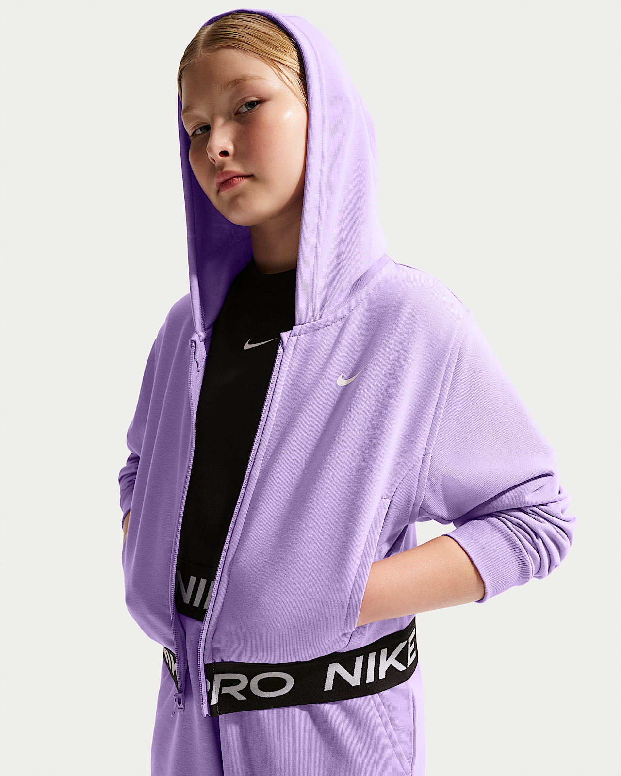 Детское худи Nike Pro Fleece Big Kids' (Girls') Dri-FIT Full-Zip Hoodie