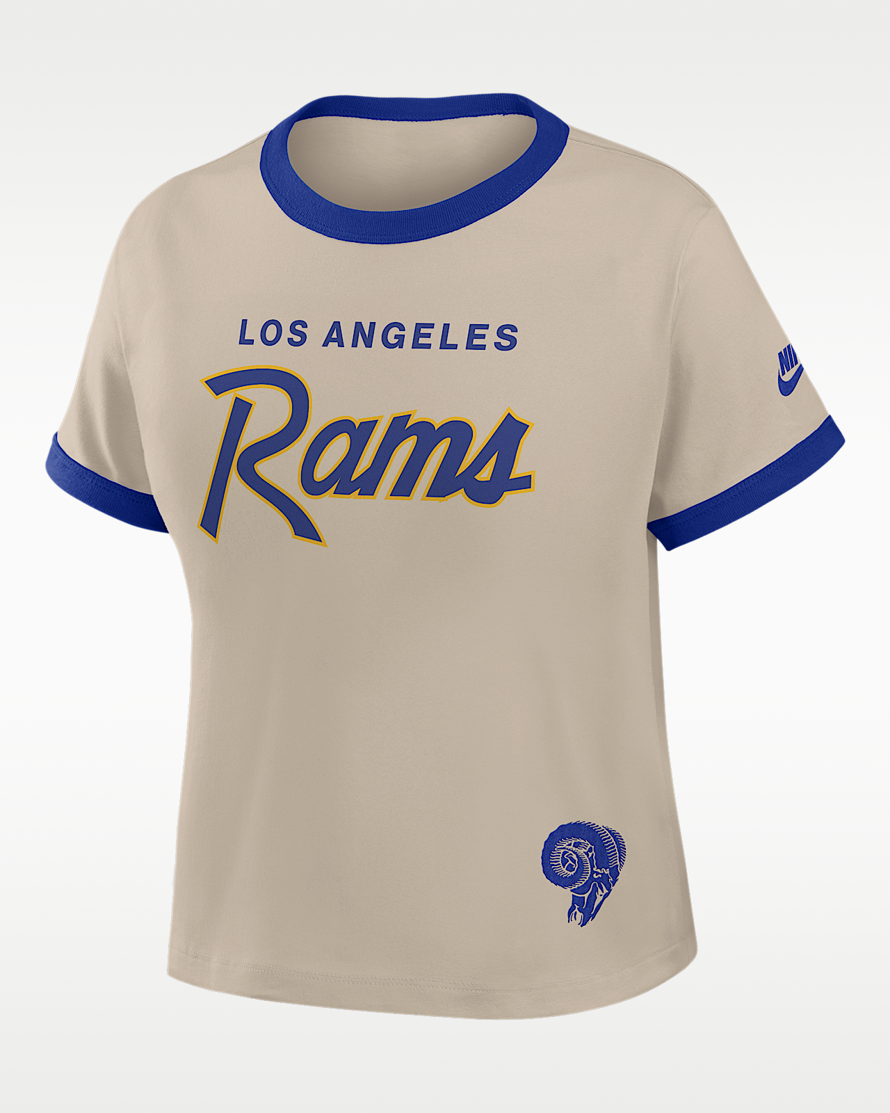 Женская футболка Los Angeles Rams Rewind Ringer Mod Nike NFL Cropped