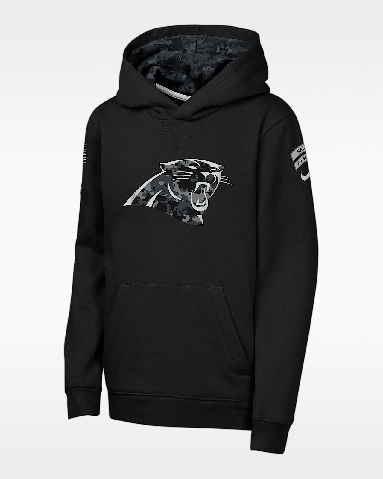Детское худи Carolina Panthers Salute to Service Sideline Club Big Kids' Nike NFL Pullover Hoodie