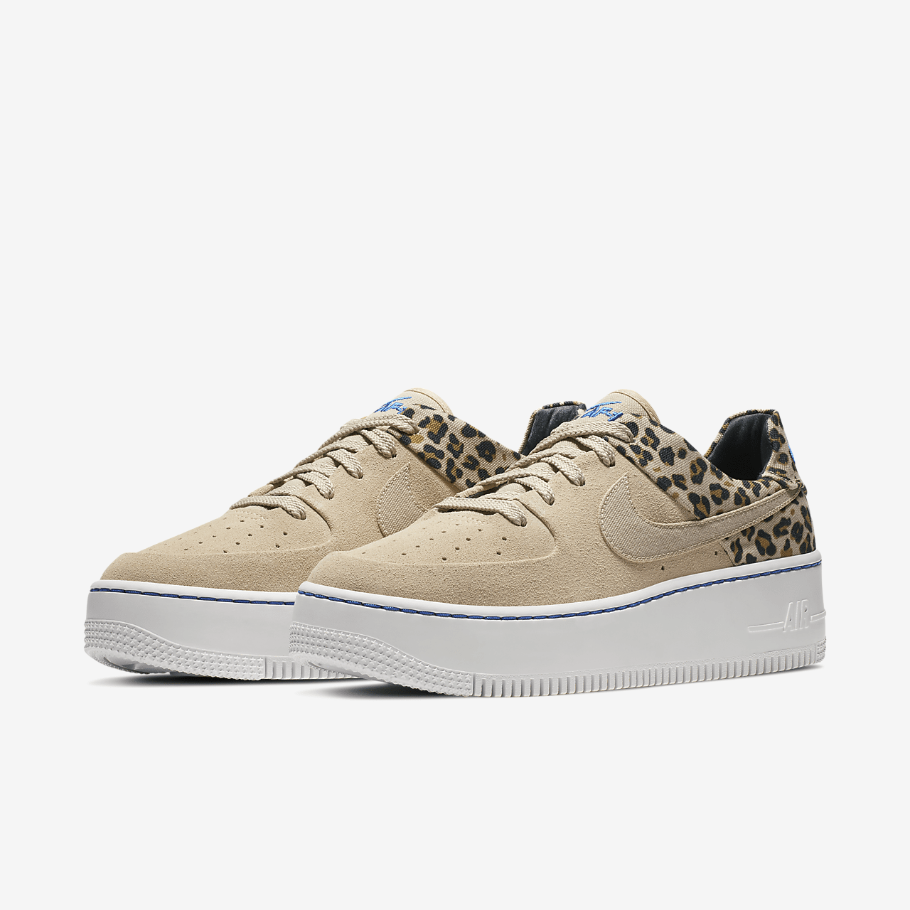 Nike Air Force 1 sneaker Desert Ore/Zwart/Wheat/Racer Blue