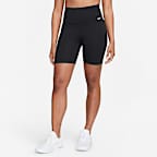 Black Nike high-waisted seven-inch biker shorts