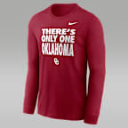 Playera de manga larga universitaria marca Jordan Dri-FIT para hombre Oklahoma Sideline Slogan - Carmesí team