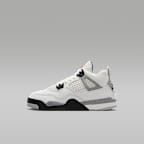 Jordan 4 Retro Little Kids' Shoes - Summit White/Cement Grey/Black/Fire Red