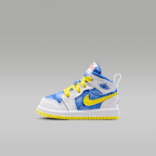 Jordan 1 Mid Sneaker School Baby/Toddler Shoes - White/Opti Yellow/Royal Tint/Racer Blue