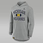 Playera de manga larga con gorro universitaria Nike Dri-FIT para hombre Michigan Wolverines Blitz - Gris jaspeado