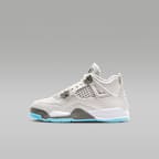 Jordan 4 Retro Little Kids' Shoes - Photon Dust/Flat Pewter/White/Blue Chill