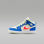 Jordan 1 Mid SE Little Kids' Shoes - Game Royal/Barely Volt/Infrared 23/Pale Ivory