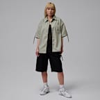 조던 여성 우븐 반팔 탑