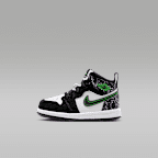Jordan 1 Mid SE Baby/Toddler Shoes - Black/Summit White/Laser Purple/Scream Green