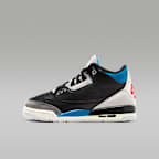 Air Jordan 3 Retro Big Kids' Shoes - Black/Neutral Grey/Military Blue/Chile Red