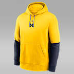 Sudadera con gorro sin cierre universitaria Nike para hombre Michigan Wolverines Sideline Team Issue Club