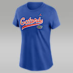 Playera universitaria Jordan para mujer Florida Athletic Prep Arch Local Script