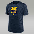 Michigan Wolverines Campus Center Block Velocity Men's Nike Dri-FIT College T-Shirt - Navy