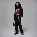 Kort Jordan Flight Fleece-hættetrøje med satinforing til kvinder