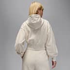 ジョーダン フライト フリース ウィメンズ クロップド サテン裏地付きフード パーカー