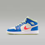 Air Jordan 1 Mid SE Big Kids' Shoes - Game Royal/Barely Volt/Infrared 23/Pale Ivory