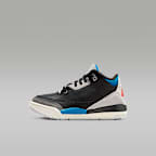 Tenis para niños de preescolar Jordan 3 Retro - Negro/Gris neutro/Azul militar/Rojo chile